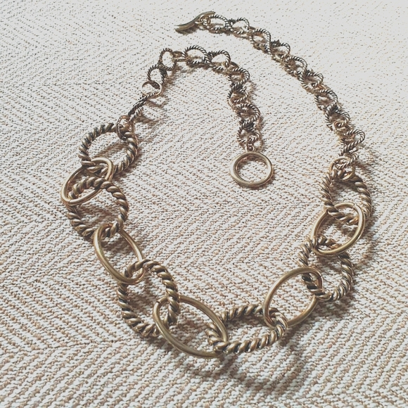 Twists and Curves Brass/Gold Necklace - Picture 5 of 10